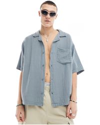 Collusion - Textured Oversized Revere Short Sleeve Shirt With Raw Seam Detail - Lyst