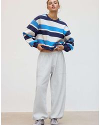 Stradivarius - Striped Puff-Hem Sweatshirt - Lyst