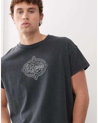 Weekday - T-Shirt Met Rechte Pasvorm, Kapmouwtjes En Grafische Print - Lyst