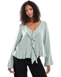 Vero Moda - Boho Blouse Met Ruches En Klokmouwen - Lyst