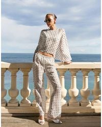 4th & Reckless - Sheer Mesh Elasticated Waist Wide Leg Beach Trousers Co-ord - Lyst