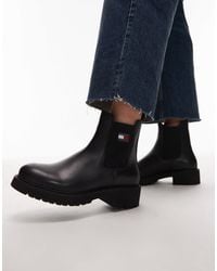 Tommy Hilfiger - – chelsea-boots aus leder - Lyst