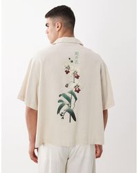 ASOS - – kastiges oversize-hemd aus leinenmix - Lyst