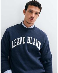 Only & Sons - Boxy Fit Crew Neck Jumper With Leave Blank Varsity Print - Lyst