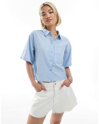 JJXX - Oversized Cropped Seersucker Overhemd - Lyst