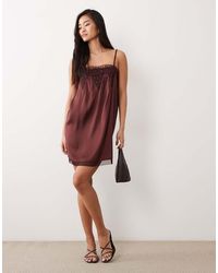 Miss Selfridge - Embelished Satin Mini Dress - Lyst