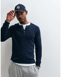 Abercrombie & Fitch - Slim Fit Long Sleeve Ribbed Henley Top - Lyst