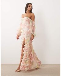 ASOS - 3d Floral Bandeau Maxi Dress - Lyst