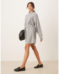 Glamorous - Robe courte en maille côtelée avec liens à la taille - Lyst