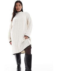 ONLY - Contrast Stitch Knitted Midi Dress - Lyst
