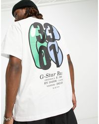G-Star RAW - Camiseta blanca extragrande con estampado en la espalda 3301 - Lyst