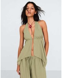 Bershka - Halter Neck Tie Top - Lyst