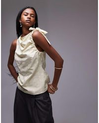 TOPSHOP - Top Senza Maniche Arricciato Sulle Spalle - Lyst
