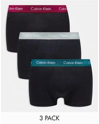 Calvin Klein - Cotton stretch - confezione da 3 boxer aderenti a vita bassa neri con fascia - Lyst