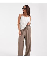 Only Petite - Linen Mix Pull On Wide Leg Trouser - Lyst