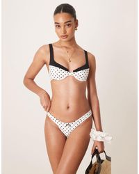Free Society - – gepunktete bikinihose mit hohem beinausschnitt - Lyst