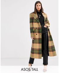 ASOS Asos Design Tall Neon Check Maxi Coat - Multicolour