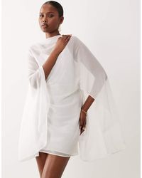 ASOS - High Neck Drape Front Extreme Cape Sleeve Mini Dress - Lyst