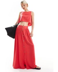 ASOS - Co-Ord Linen Maxi Skirt With Button Front Detail - Lyst