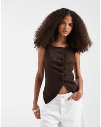 JJXX - Ruched Knit Button Top - Lyst