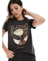 ONLY - Acid Wash Eagle Motif T-Shirt - Lyst