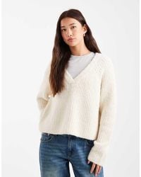 Vero Moda - Zachte Pluizig Gebreide Trui Met V-Hals - Lyst