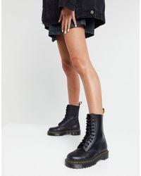 Dr. Martens Leather Jagger 10 Eye Boots in Black | Lyst