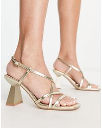 Schuh - Esclusiva - scarlett - sandali con tacco e fascette color metallizzato - Lyst