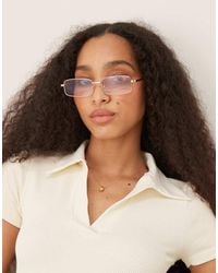 ASOS - Metal Square Clear Lens Glasses - Lyst
