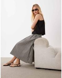 ARKET - Midi Rok Van Katoenmix Met Elastische Taille En Gingham Ruit - Lyst