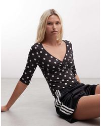 Reclaimed Vintage - 3/4 Sleeve Wrap Front Top - Lyst