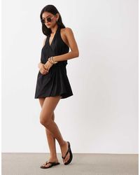 ASOS - Cotton/linen Halterneck Wrap Mini Sundress - Lyst