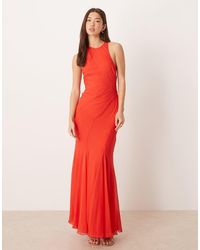 ASOS - Racer Neck Bias Maxi Dress With Godet Hem - Lyst