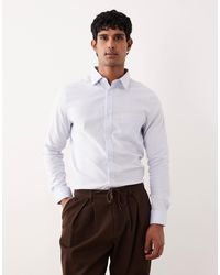 ASOS - Easy Iron Slim Textured Dobby Shirt - Lyst