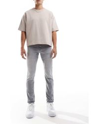 Only & Sons - Vaqueros Gris Lavado De Corte Slim Loom De - Lyst