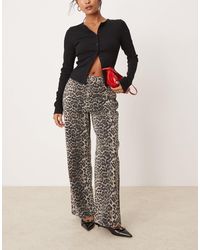 New Look - – weit geschnittene jeans mit leopardenmuster - Lyst