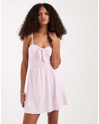 Hollister - Tie Up Babydoll Mini Dress - Lyst