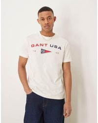 GANT - Usa Flag Logo Print T-shirt - Lyst