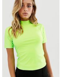 ASOS Top ajusté à col montant - Vert fluo