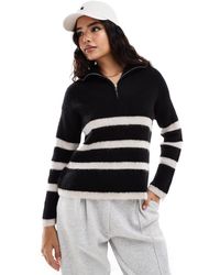 SELECTED - Femme - pull à rayures en laine mérinos mélangée à col zippé - /blanc - Lyst