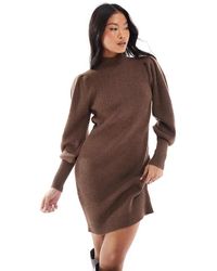 Only Petite - Vestito Maglia Accollato Con Maniche A Campana - Lyst