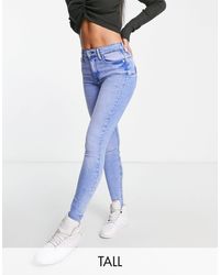 River Island Blue Button Hailey High Rise Skinny Jeans | Lyst Canada