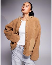 ASOS - Weekend Collective Knit Rib Mix Borg Hooded Jacket - Lyst
