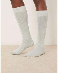 ASOS - Silver Glitter Fine Ribbed Knee High Socks - Lyst
