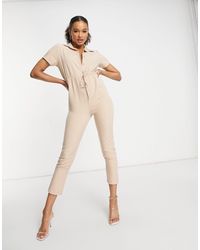 I Saw It First Elasticated Waist Utility Jumpsuit - Natural