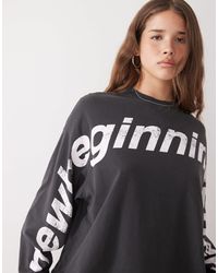Weekday - Oversized Long Sleeve T-shirt With New Beginning Graphic Print - Lyst