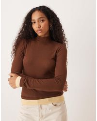 ASOS - Gauzy Mesh Rib Double Layer High Neck Top - Lyst