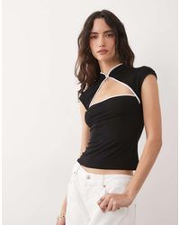 ASOS - Short Sleeve With Rouleau Loop With Cut Out Top - Lyst