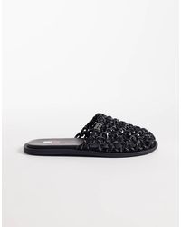 Tommy Hilfiger - Mules Negras Planas De Malla De - Lyst