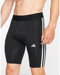 adidas Originals - Adidas - training tech fit - pantaloncini neri con 3 strisce - Lyst